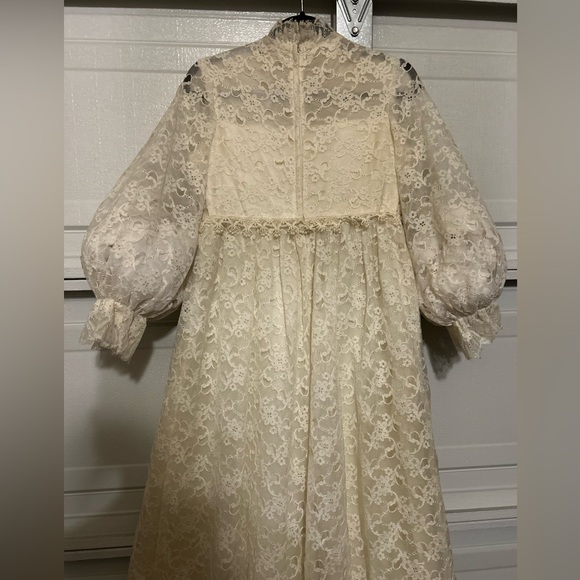 Handmade Bohemian Lace Embroidery Beading 60’s Vintage Wedding Dress Fairycore - Picture 10 of 16